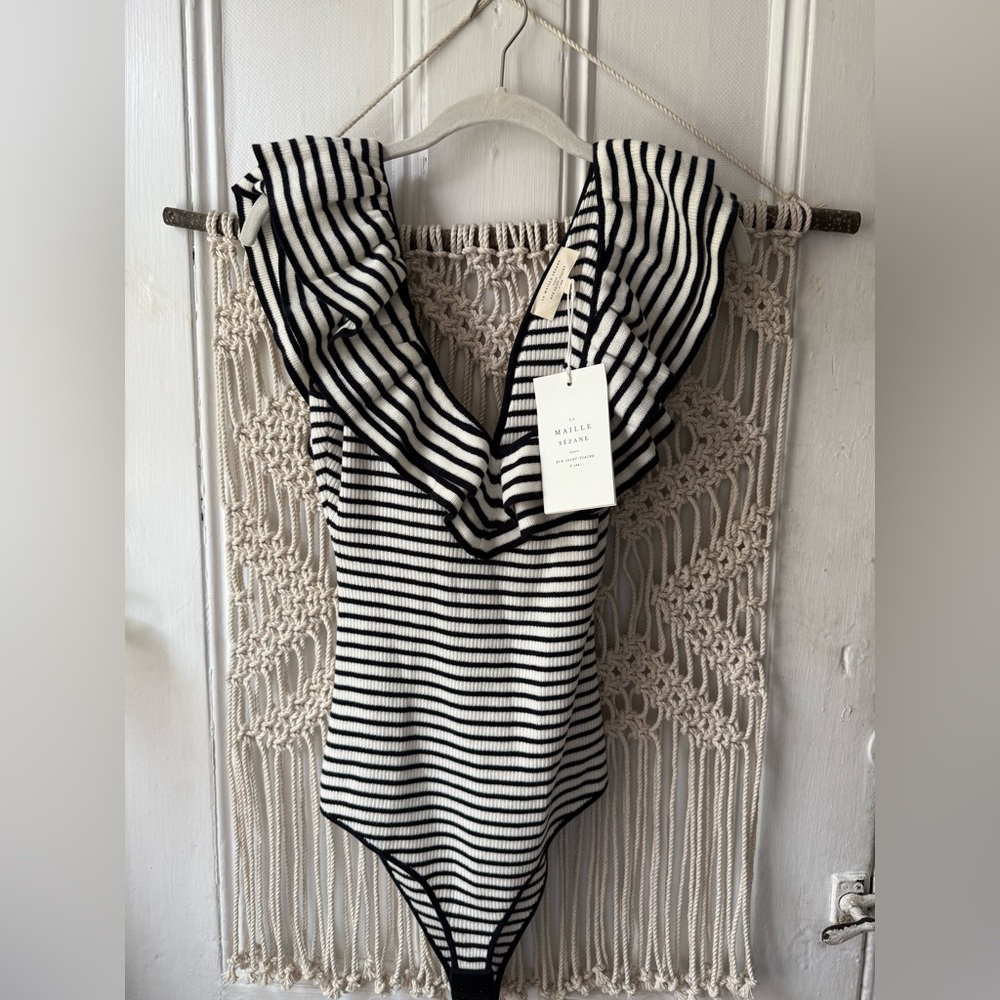 Sezane stripe body suit new m